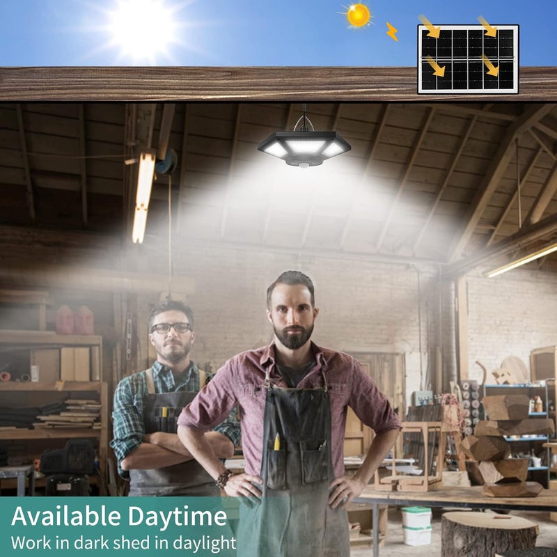 AEQ Solar Pendant Light Indoor/Outdoor with Remote Control, 360 Waterproof Solar Light with Motion Sensor/Timer/5 Modes for Home Shed Garage Barn - Image 2